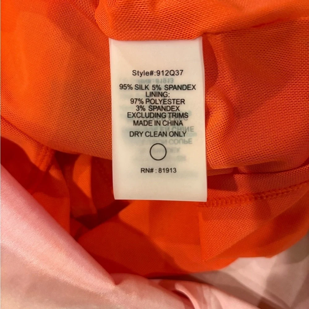 Tracy Reese silk midi dress surplice uneven hem orange sz 4